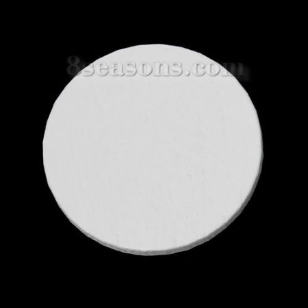 Natural Wood Cabochons Scrapbooking Embellishments Findings Round White 26.0mm(1") Dia, 100 PCs