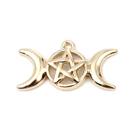 Picture of Zinc Based Alloy Galaxy Pendants Half Moon 16K Real Gold Plated Star 30mm x 16mm, 5 PCs