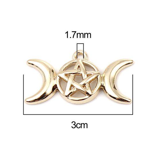 Immagine di Lega di Zinco Galassia Ciondoli Luna 16K Vero Oro Placcato Stella 30mm x 16mm , 5 Pz