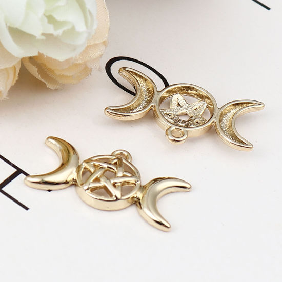 Immagine di Lega di Zinco Galassia Ciondoli Luna 16K Vero Oro Placcato Stella 30mm x 16mm , 5 Pz