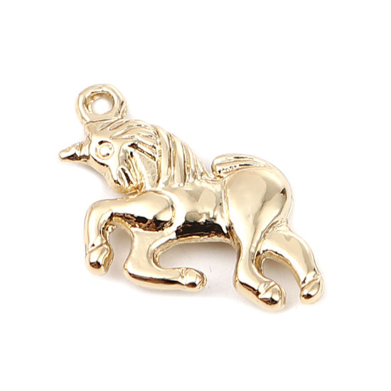 Imagen de Zamak Colgantes Charms Caballo 16K Oro Real Chapado 20mm x 16mm, 5 Unidades
