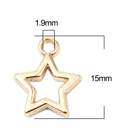 Bild von Zinklegierung Galaxis Charms Stern 16K Vergoldet 15mm x 12mm, 10 Stück