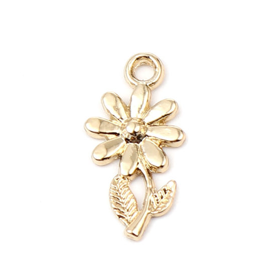 Immagine di Lega di Zinco Charms Camelia 16K Vero Oro Placcato 19mm x 10mm , 5 Pz
