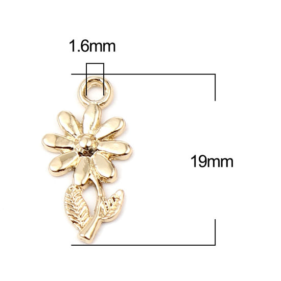Immagine di Lega di Zinco Charms Camelia 16K Vero Oro Placcato 19mm x 10mm , 5 Pz
