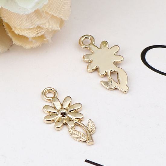 Immagine di Lega di Zinco Charms Camelia 16K Vero Oro Placcato 19mm x 10mm , 5 Pz
