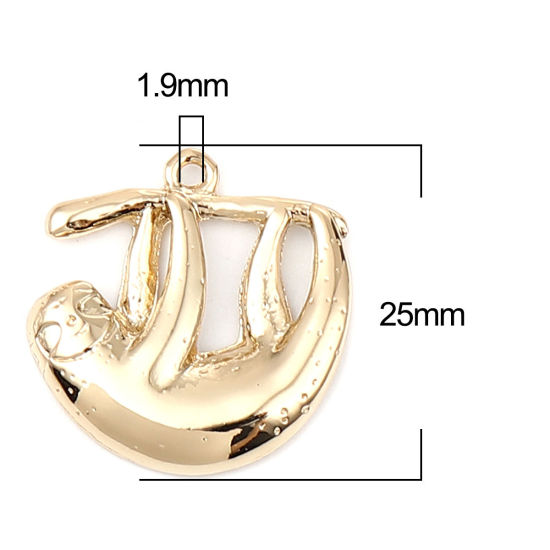 Immagine di Lega di Zinco Charms Bradipo Animale 16K Vero Oro Placcato 25mm x 25mm , 5 Pz