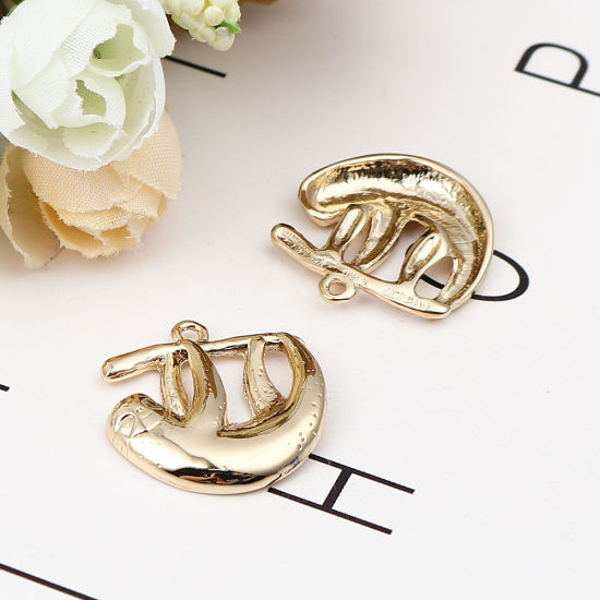 Immagine di Lega di Zinco Charms Bradipo Animale 16K Vero Oro Placcato 25mm x 25mm , 5 Pz