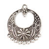 Imagen de Zinc Based Alloy Connectors Round Antique Silver Color Flower 36mm x 29mm, 20 PCs