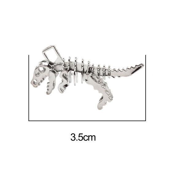Immagine di Zinc Based Alloy Pendants Dinosaur Animal Silver Tone 35mm x 28mm, 2 PCs