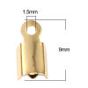 Picture of 304 Stainless Steel Cord End Crimp Caps Rectangle Gold Plated (Fits 3mm Cord) 9mm x 4mm, 30 PCs