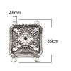 Picture of Zinc Based Alloy Connectors Square Antique Silver Color Filigree (Can Hold ss8 Pointed Back Rhinestone) 39mm x 30mm, 20 PCs
