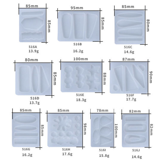 Picture of Silicone Resin Mold For Jewelry Making Hairpin Geometric White 9.5cm x 8.5cm, 1 Piece