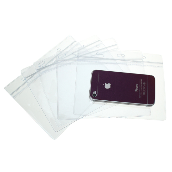 Picture of Clear Horizontal Plastic ID Card Badge Holder 16mm x13mm( 5/8" x 4/8"), 10 PCs