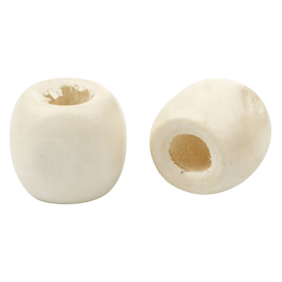 Image de Perles en Bois de Hinoki Naturel Tonneau Crème 17mm x 16mm, Trou: env. 7mm, 200 Pcs