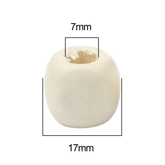 Image de Perles en Bois de Hinoki Naturel Tonneau Crème 17mm x 16mm, Trou: env. 7mm, 200 Pcs