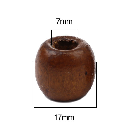 Bild von Natürliches Hinoki-Holz Zwischenperlen Spacer Perlen Barrel Braun ca. 17mm x 16mm, Loch: ca. 7mm, 200 Stück