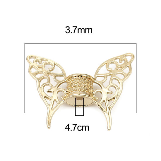 Bild von 3 Stück Zinklegierung Perlen Rahmen Schmetterling 16K Goldfarbe (Passt 6mm Perle) 47mm x 35mm