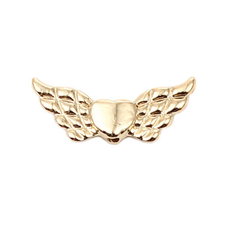 Bild von 10 Stück Zinklegierung Perlen für die DIY-Schmuckherstellung 16K Goldfarbe Flügel Herz Etwa 21mm x 9mm, Loch: Ca 1.2mm