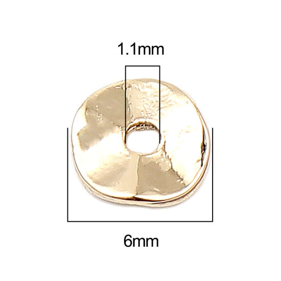 Picture of Zinc Based Alloy Beads For DIY Charm Jewelry Making 16K Gold Color Round About 6mm Dia., Hole: Approx 1.1mm, 10 PCs