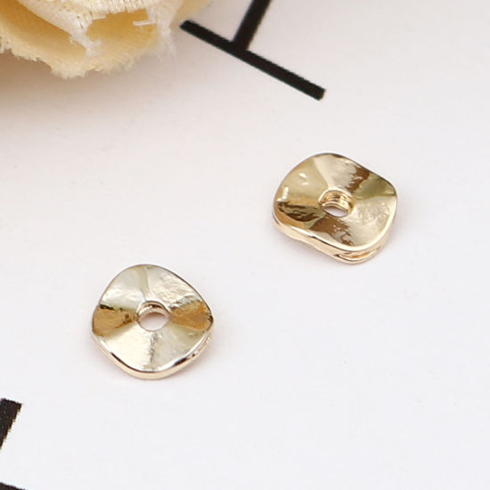 Picture of Zinc Based Alloy Beads For DIY Charm Jewelry Making 16K Gold Color Round About 6mm Dia., Hole: Approx 1.1mm, 10 PCs