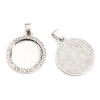 Imagen de Zamak Soporta a Cabachones Colgantes Ronda Plata Antigua (Apta 20mm) Transparente Rhinestone 35mm x 25mm, 2 Unidades