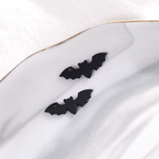 Bild von Zinklegierung Charms Halloween Fledermaus Schwarz 10 Stück