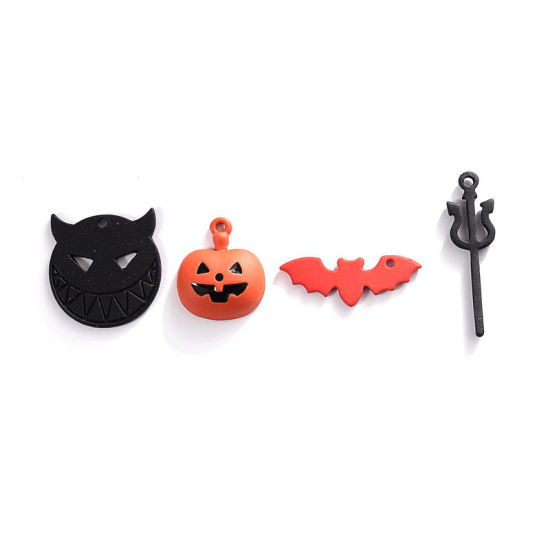 Bild von Zinklegierung Charms Halloween Fledermaus Schwarz 10 Stück