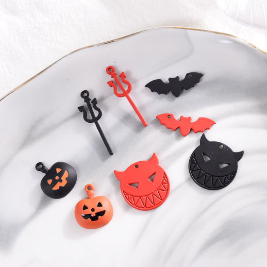 Bild von Zinklegierung Charms Halloween Fledermaus Schwarz 10 Stück