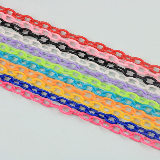Picture of Plastic Closed Soldered Link Cable Chain Findings At Random Color Oval 13x8mm, 42cm(16 4/8") long, 5 PCs