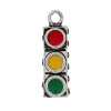 Picture of Zinc Metal Alloy 3D Charm Pendants Traffic Signals Antique Silver Color Red & Green & Yellow Enamel 25mm(1") x 8mm( 3/8"), 10 PCs