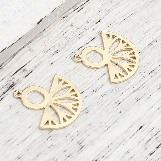 Picture of Zinc Based Alloy Charms Round 18K Real Gold Plated Half Round 26mm x 26mm, 5 PCs