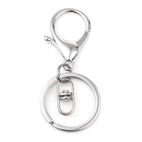 Image de Keychain & Keyring Chrome Plated Circle Ring Infinity Symbol 70mm x 30mm, 1 Packet ( 5 PCs/Packet)