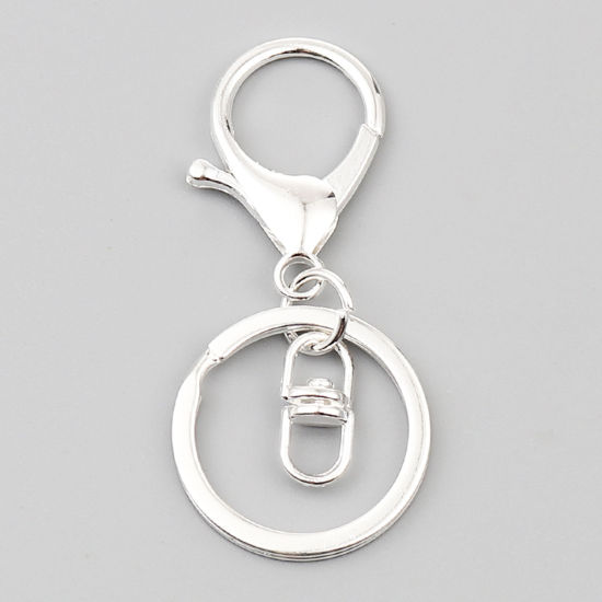 Picture of Keychain & Keyring Silver Plated Circle Ring Infinity Symbol 70mm x 30mm, 1 Packet ( 5 PCs/Packet)
