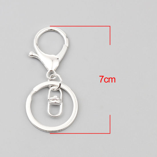Picture of Keychain & Keyring Silver Plated Circle Ring Infinity Symbol 70mm x 30mm, 1 Packet ( 5 PCs/Packet)
