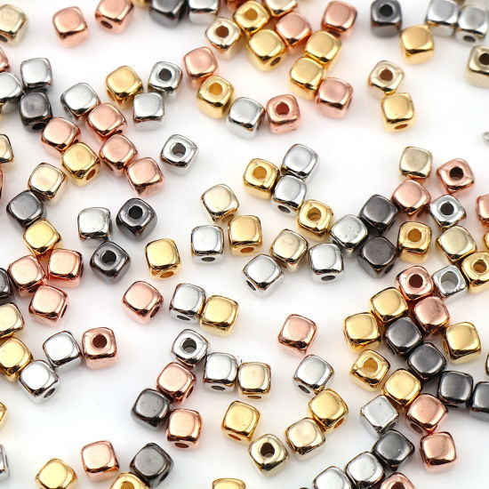 Picture of CCB Plastic Beads Square At Random Color Mixed About 3mm x 3mm, Hole: Approx 1.4mm, 1 Packet (Approx 500 PCs/Packet)