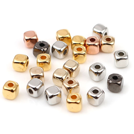 Picture of CCB Plastic Beads Square At Random Color Mixed About 3mm x 3mm, Hole: Approx 1.4mm, 1 Packet (Approx 500 PCs/Packet)