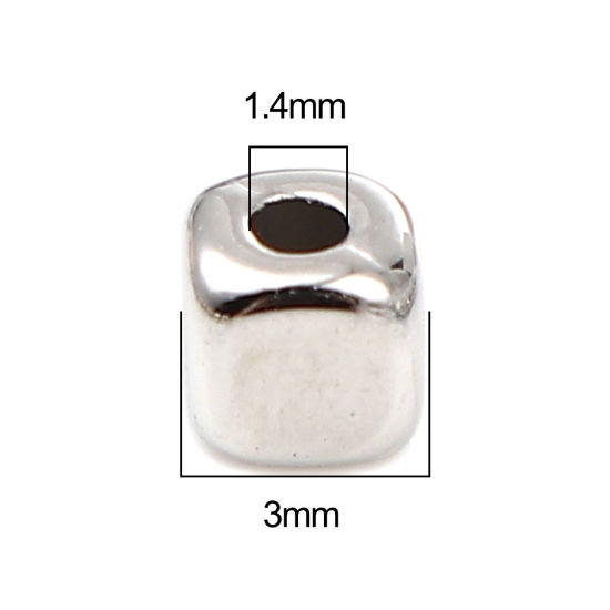 Picture of CCB Plastic Beads Square About 3mm x 3mm, Hole: Approx 1.4mm, 1 Packet (Approx 500 PCs/Packet)