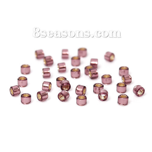 Picture of 11/0 Japanese Delica Glass Seed Beads Round Silver-Lined Purple About 1.7mm x 1.3mm, Hole: Approx 0.6mm, 5 Grams