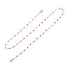 Picture of 304 Stainless Steel Stylish Face Mask And Glasses Neck Strap Lariat Lanyard Necklace Silver Tone Red 51cm(20 1/8") long, 1 Piece