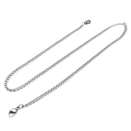 304 Acero Inoxidable Elegante Mascarilla y Gafas Collar con Cordón Lariat con Correa para el Cuello Tono de Plata Óvalo 54cm longitud, 1 Unidad