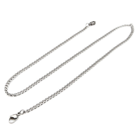 Picture of 304 Stainless Steel Stylish Face Mask And Glasses Neck Strap Lariat Lanyard Necklace Silver Tone Oval 54cm(21 2/8") long, 1 Piece