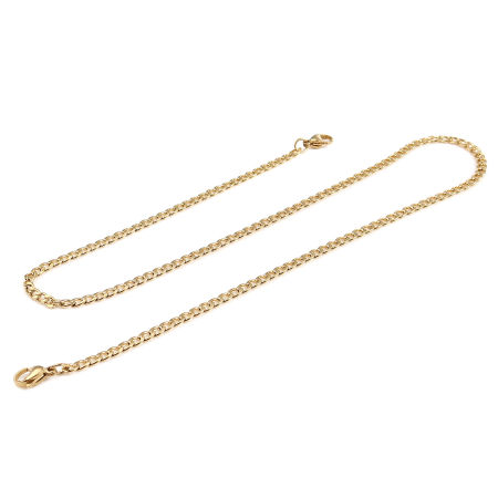 1 Piece Vacuum Plating 304 Stainless Steel Stylish Face Mask And Glasses Neck Strap Lariat Lanyard Necklace Gold Plated Oval 54cm(21 2/8") long