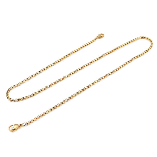 Picture of 304 Stainless Steel Stylish Face Mask And Glasses Neck Strap Lariat Lanyard Necklace Gold Plated Square 54.5cm(21 4/8") long, 1 Piece