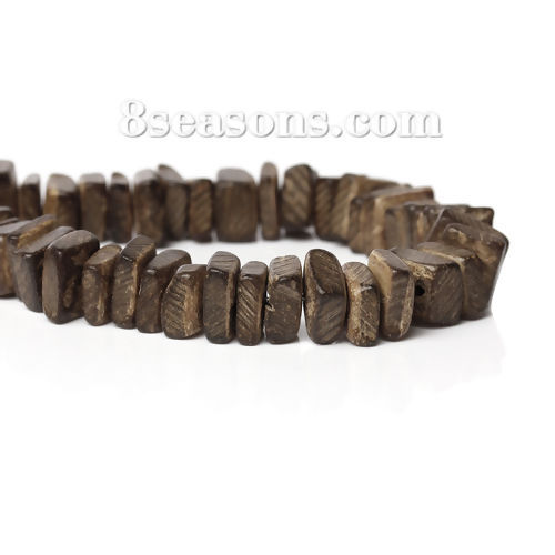 Picture of Coconut Shell Spacer Beads Irregular Coffee About 10mm x 8mm - 8mm x 7mm, Hole: Approx 1mm, 37.5cm long, 2 Strands (Approx 98 PCs/Strand)