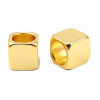 Picture of Zinc Based Alloy Spacer Beads Square Gold Plated About 12mm x 12mm, Hole: Approx 9mm, 5 PCs
