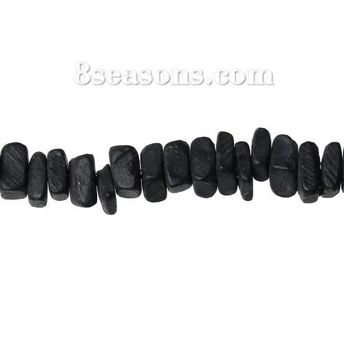 Bild von Kokosnuss Perlen Unregelmäßig Schwarz 9mm x 7mm - 7mm x 6mm, Loch: 1mm, 40cm lang/Strang, 112 Stk./Strang, 2 Stränge