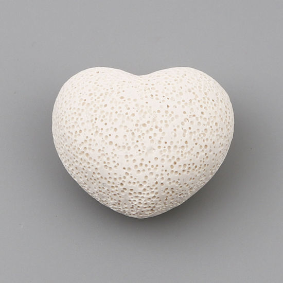 Lava Rock Felt Oil Diffuser Pads Heart Creamy-White 43mm x 37mm, 1 Piece の画像