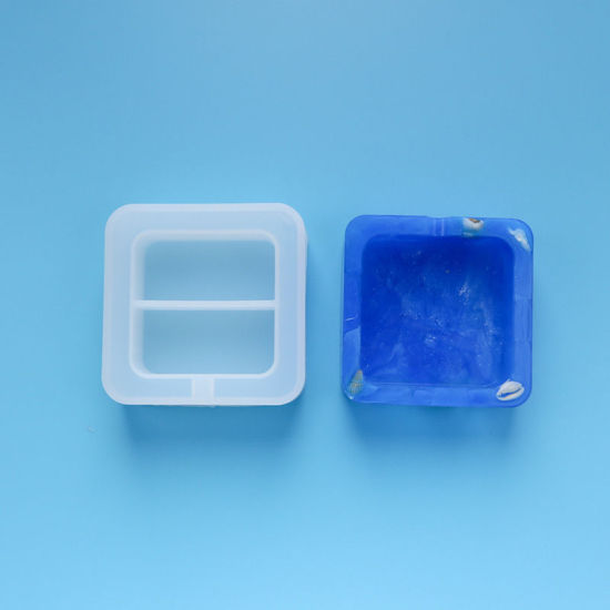Изображение Silicone Resin Mold For Jewelry Making Ashtray Square White 95mm x 95mm, 1 Piece
