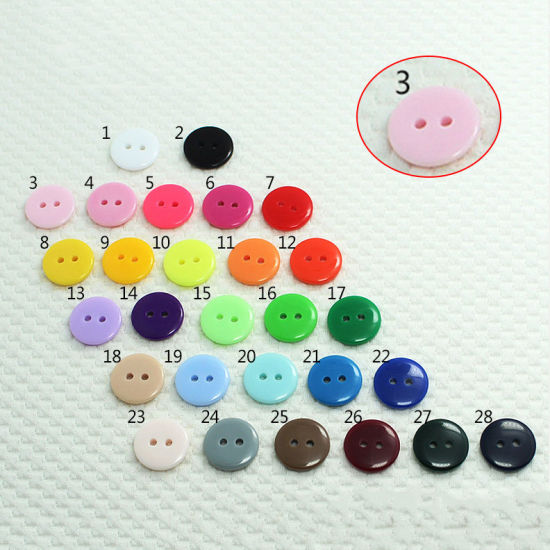 Picture of Resin Sewing Buttons Scrapbooking 2 Holes Round Light Pink 9mm Dia, 100 PCs