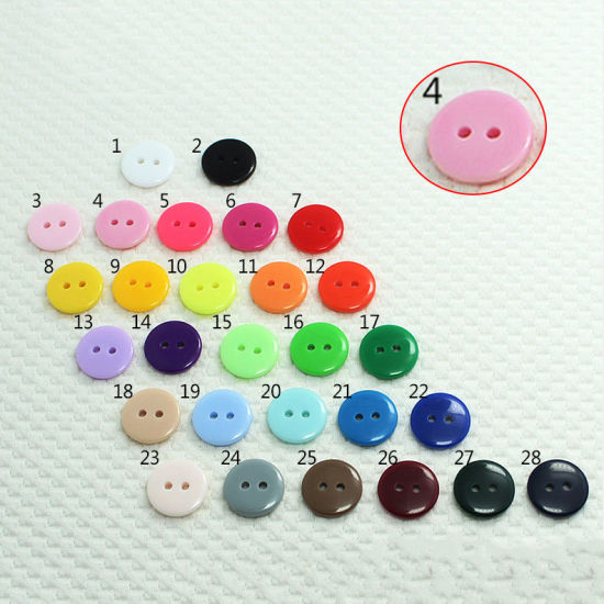 Picture of Resin Sewing Buttons Scrapbooking 2 Holes Round Pink 9mm Dia, 100 PCs